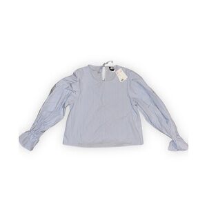 H&M Women's Blue Striped Top with Puff Bellbottom Sleeves